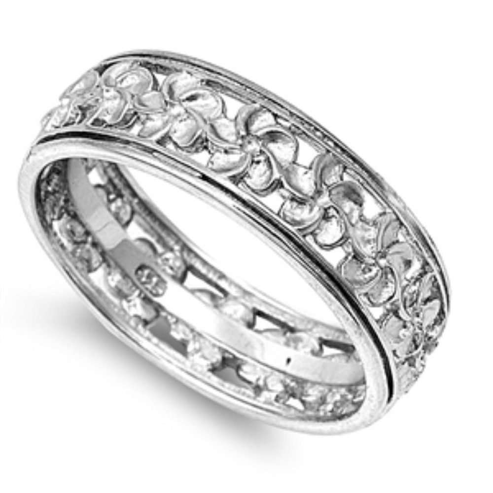 Sterling Silver Flower Band Ring